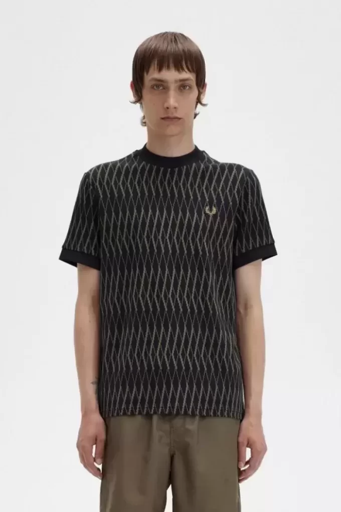 Argyle-Jacquard-T-Shirt für Herren