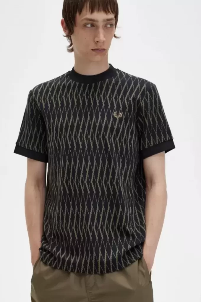Argyle-Jacquard-T-Shirt für Herren