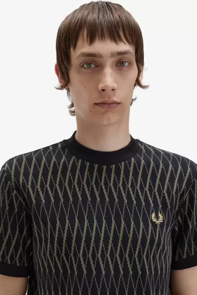Argyle-Jacquard-T-Shirt für Herren