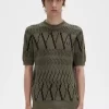 Argyle-Panel-Strick-T-Shirt für Herren