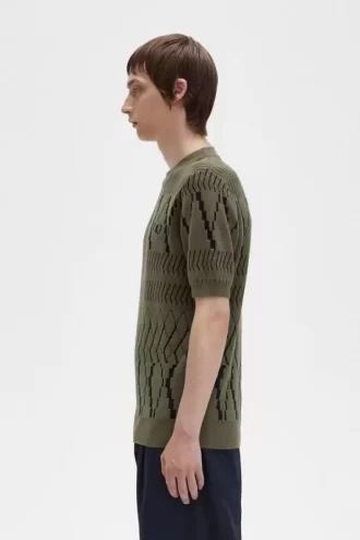 Argyle-Panel-Strick-T-Shirt für Herren