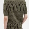 Argyle-Panel-Strick-T-Shirt für Herren