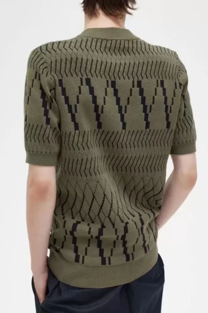 Argyle-Panel-Strick-T-Shirt für Herren