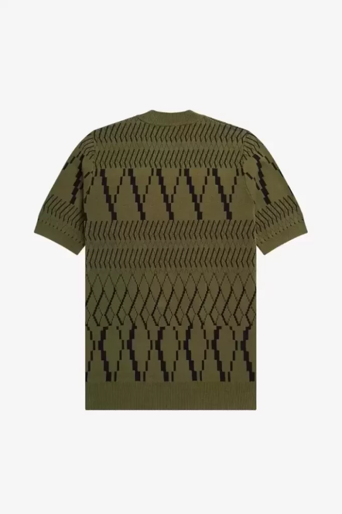 Argyle-Panel-Strick-T-Shirt für Herren