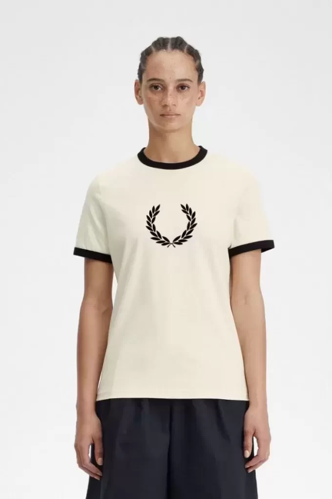 Beflocktes Lorbeerkranz-Damen-T-Shirt