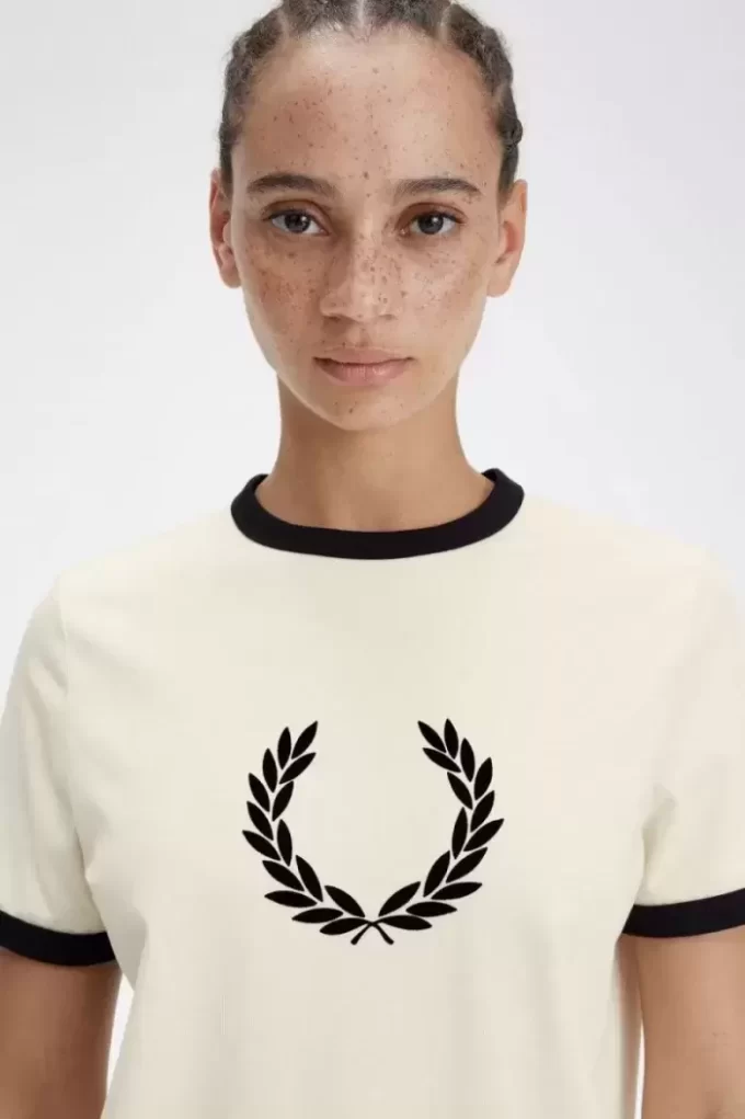 Beflocktes Lorbeerkranz-Damen-T-Shirt