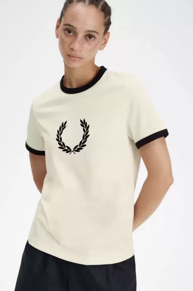 Beflocktes Lorbeerkranz-Damen-T-Shirt
