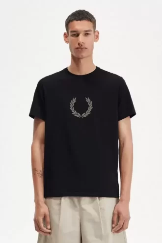Beflocktes Lorbeerkranz-Herren-T-Shirt