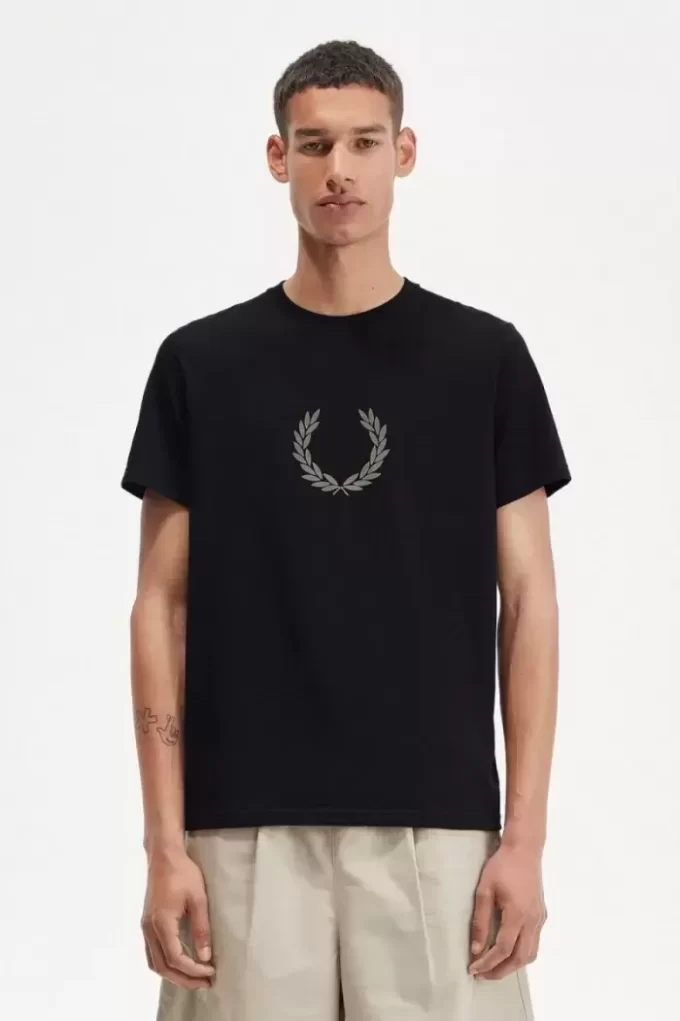 Beflocktes Lorbeerkranz-Herren-T-Shirt