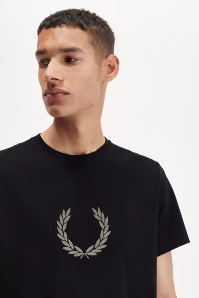 Beflocktes Lorbeerkranz-Herren-T-Shirt