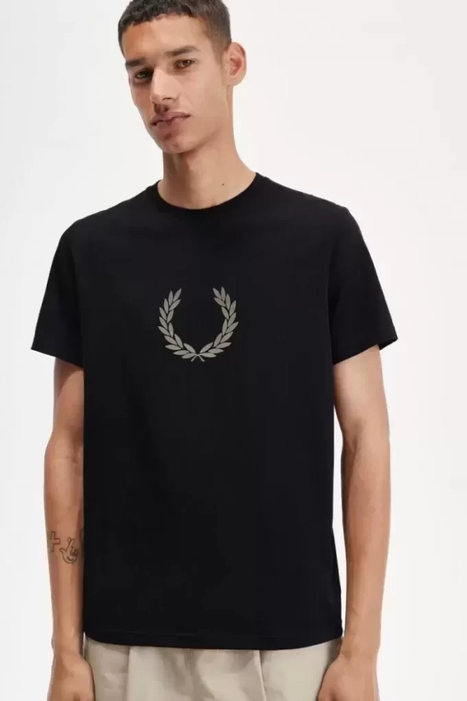 Beflocktes Lorbeerkranz-Herren-T-Shirt