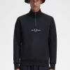Bestickte Herren-Sweatshirts mit halbem Reißverschluss