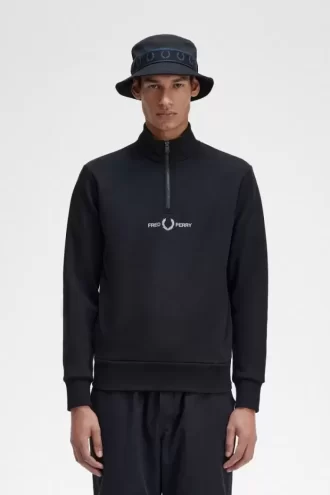 Bestickte Herren-Sweatshirts mit halbem Reißverschluss