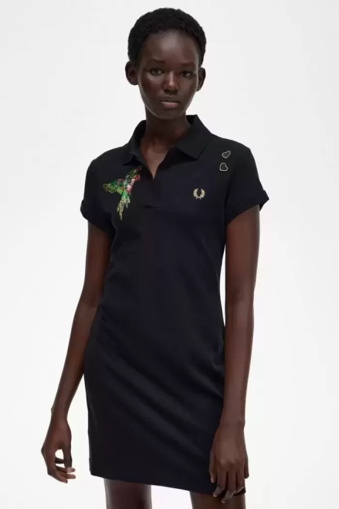 Besticktes Piqué-Damenkleid