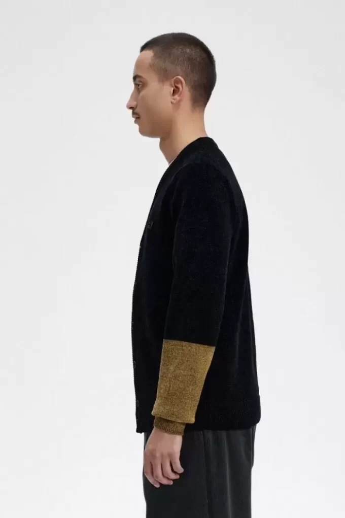 Chenille-Cardigan für Herren im Colour-Block-Design
