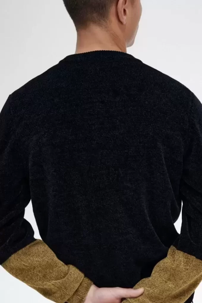 Chenille-Cardigan für Herren im Colour-Block-Design
