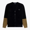 Chenille-Cardigan für Herren im Colour-Block-Design