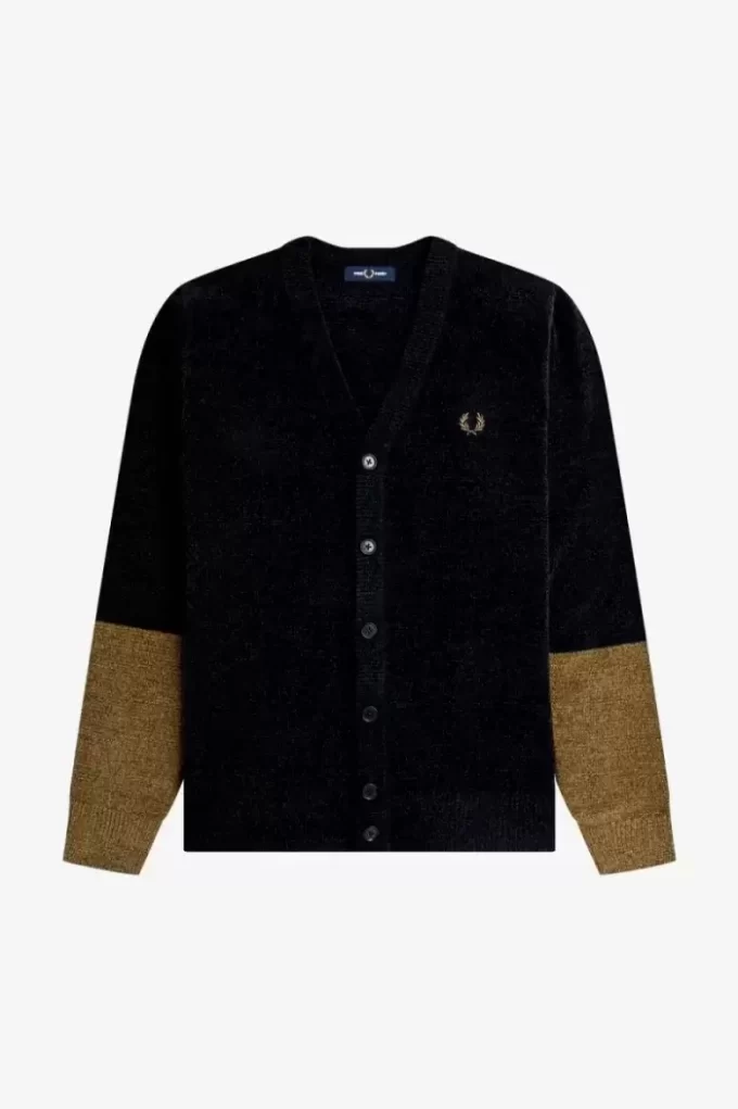 Chenille-Cardigan für Herren im Colour-Block-Design
