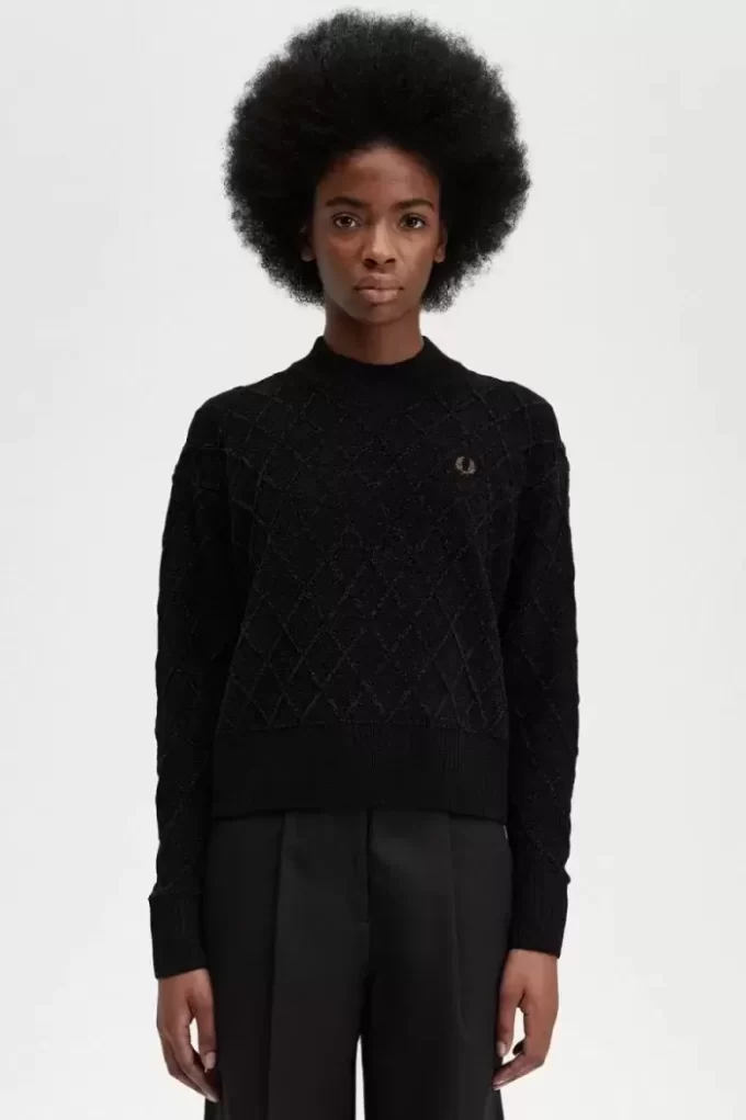 Chenille Grid Damenpullover