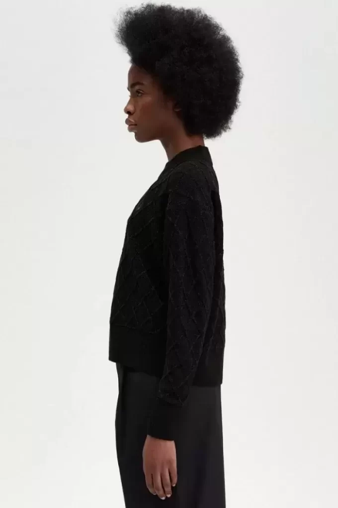 Chenille Grid Damenpullover