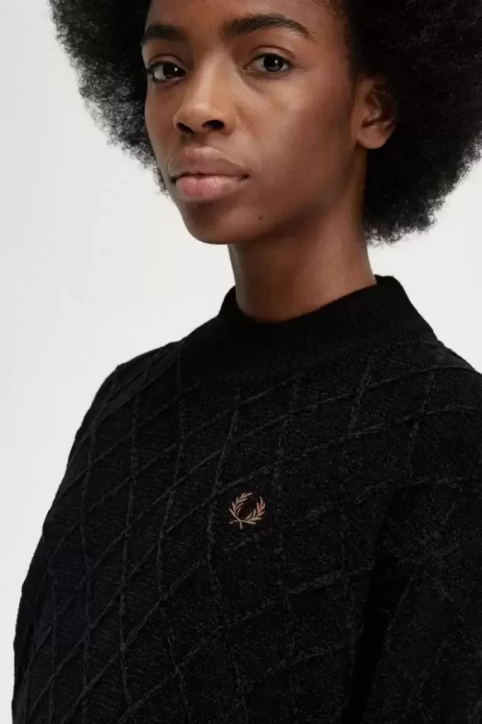 Chenille Grid Damenpullover