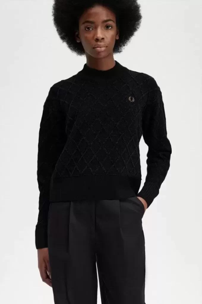 Chenille Grid Damenpullover