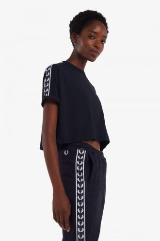 Cropped Ringer T-Shirts mit Band