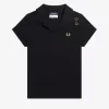 Damen-Poloshirt aus Piqué mit offenem Kragen