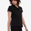 Damen-Poloshirt aus Piqué mit offenem Kragen