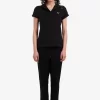 Damen-Poloshirt aus Piqué mit offenem Kragen