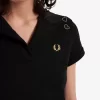 Damen-Poloshirt aus Piqué mit offenem Kragen