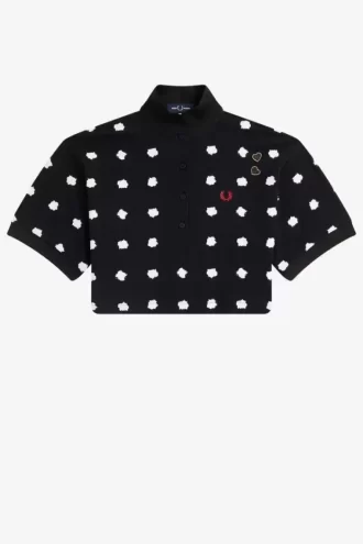 Damen-Poloshirt aus Piqué mit Punktmuster