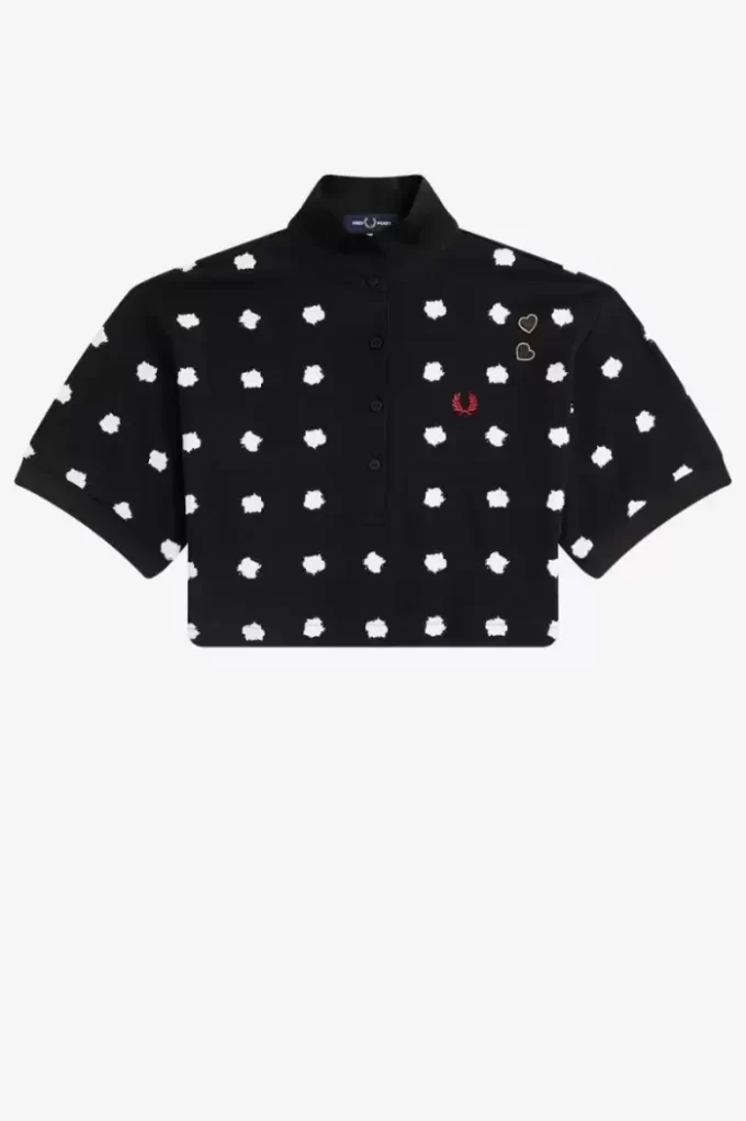 Damen-Poloshirt aus Piqué mit Punktmuster