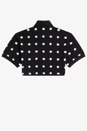 Damen-Poloshirt aus Piqué mit Punktmuster