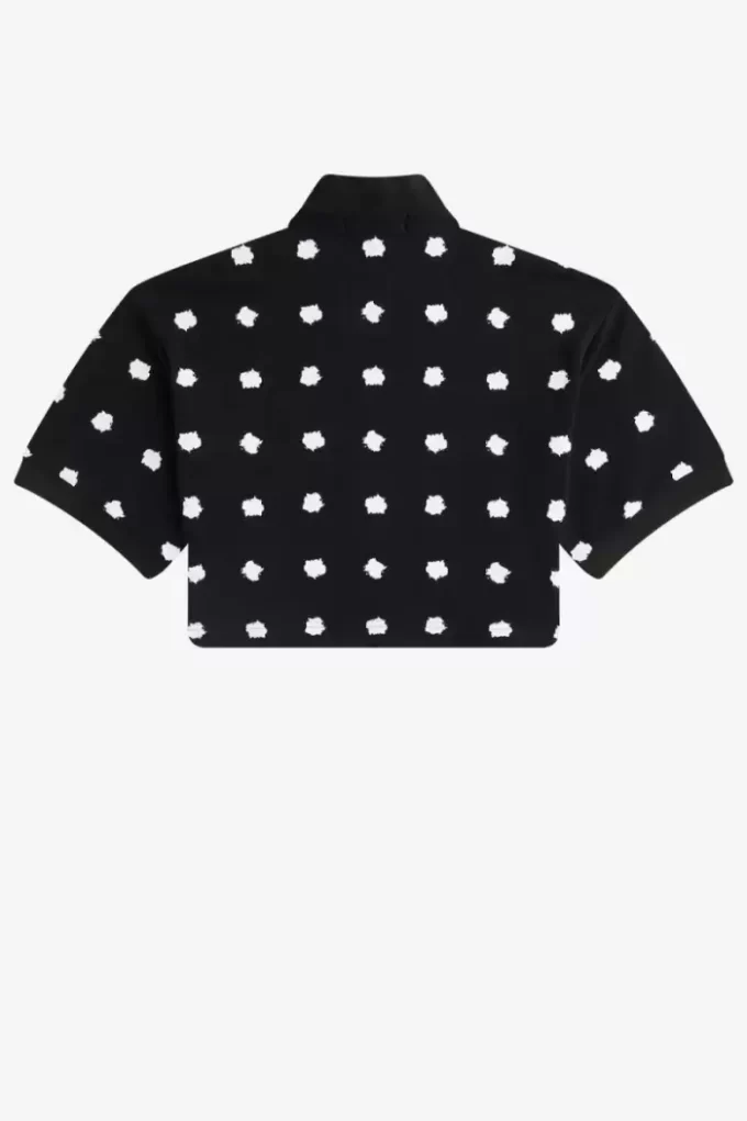 Damen-Poloshirt aus Piqué mit Punktmuster