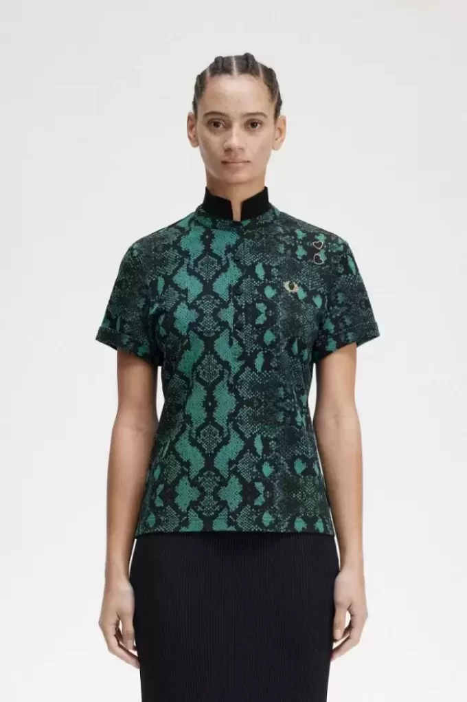 Damen-Poloshirt mit Schlangenmuster