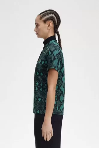 Damen-Poloshirt mit Schlangenmuster