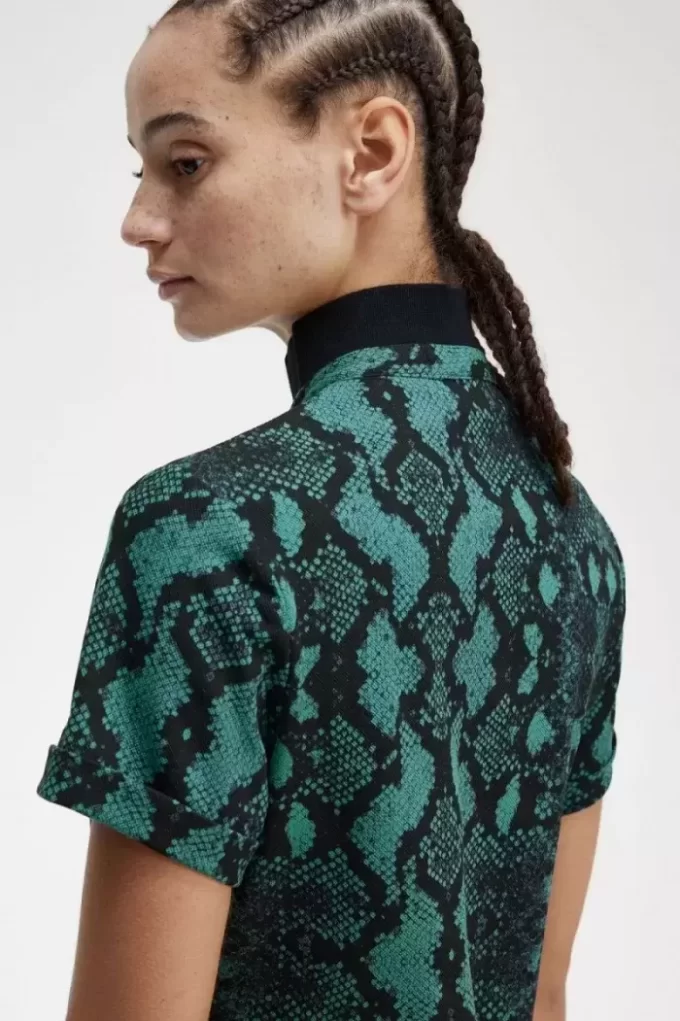 Damen-Poloshirt mit Schlangenmuster