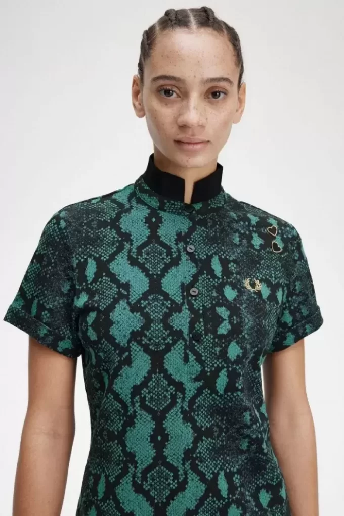 Damen-Poloshirt mit Schlangenmuster