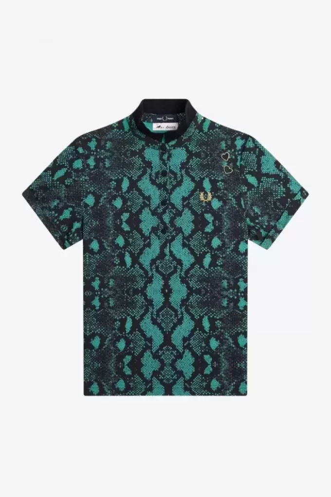 Damen-Poloshirt mit Schlangenmuster