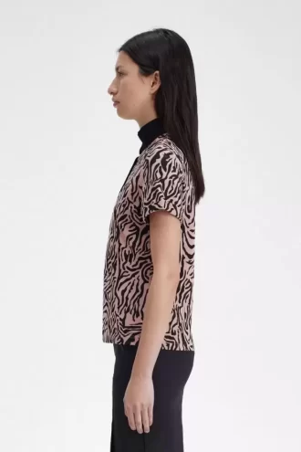 Damen-Poloshirt mit Zebra-Print