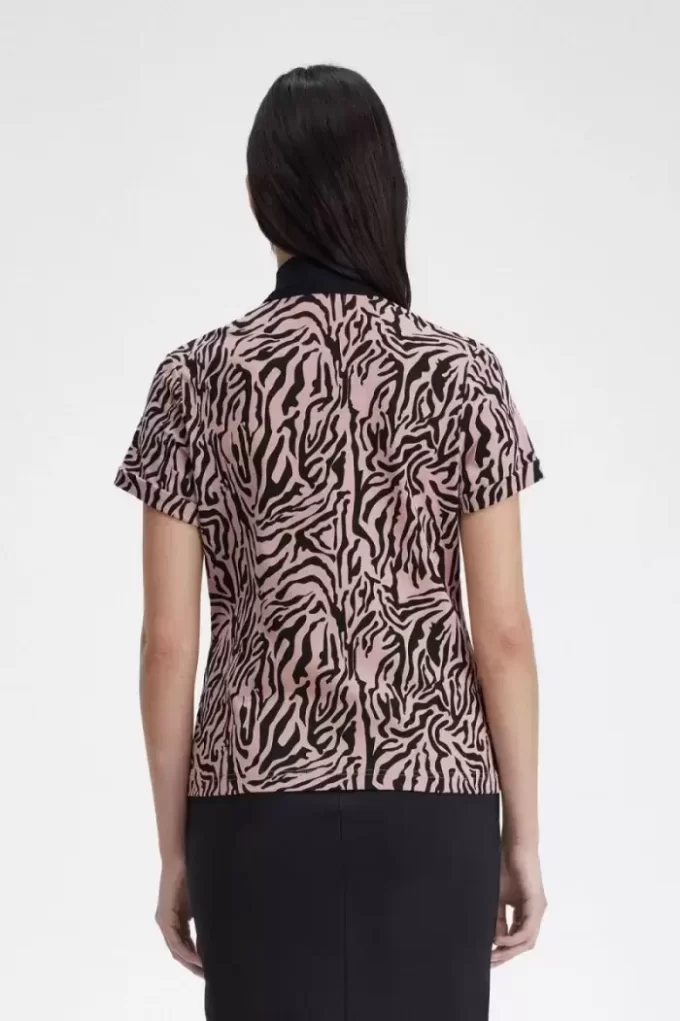 Damen-Poloshirt mit Zebra-Print