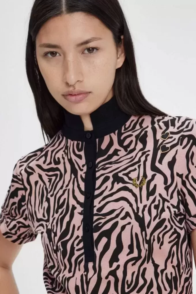Damen-Poloshirt mit Zebra-Print