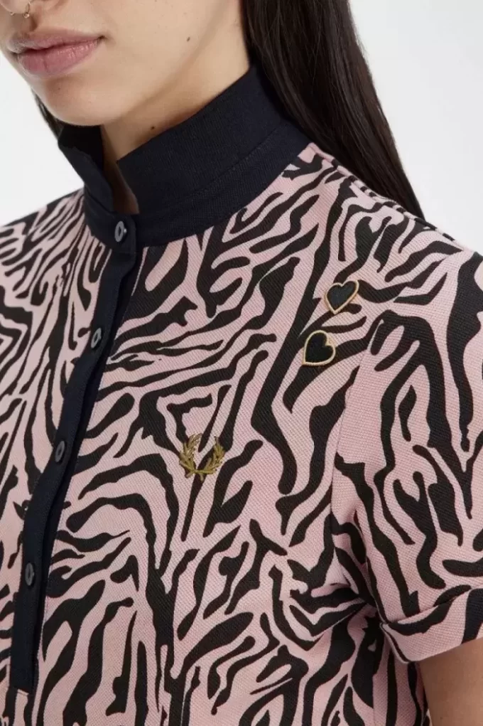 Damen-Poloshirt mit Zebra-Print