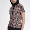 Damen-Poloshirt mit Zebra-Print