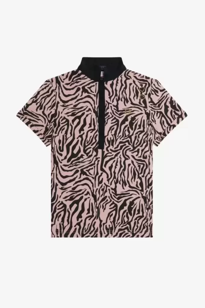 Damen-Poloshirt mit Zebra-Print