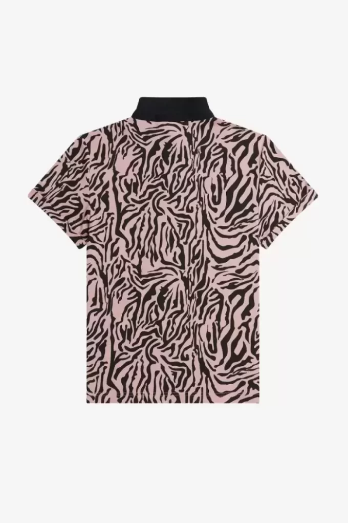 Damen-Poloshirt mit Zebra-Print