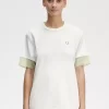 Damen-T-Shirt aus Piqué mit transparentem Besatz