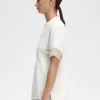 Damen-T-Shirt aus Piqué mit transparentem Besatz