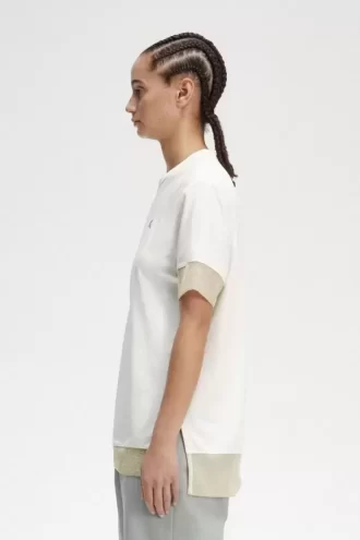 Damen-T-Shirt aus Piqué mit transparentem Besatz